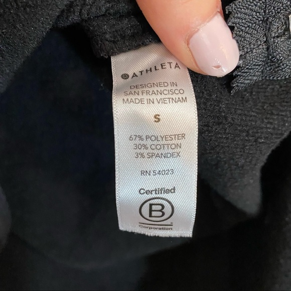 Athleta Cozy Karma Side Zip Funnel Neck Black Sweatshirt Small - Picture 7 of 8